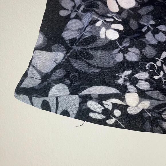 Black floral mesh v neck shirt, whimsigoth boho chic alternative office siren - Picture 6 of 6